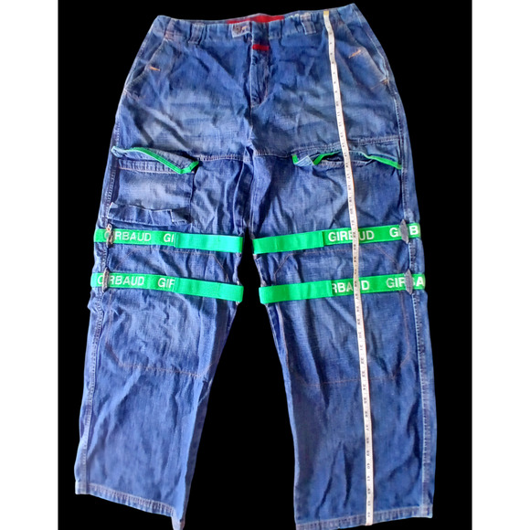 Le Jean De Marithe Francois Girbaud Men's Jeans Size 42M Green Shuttle Straps